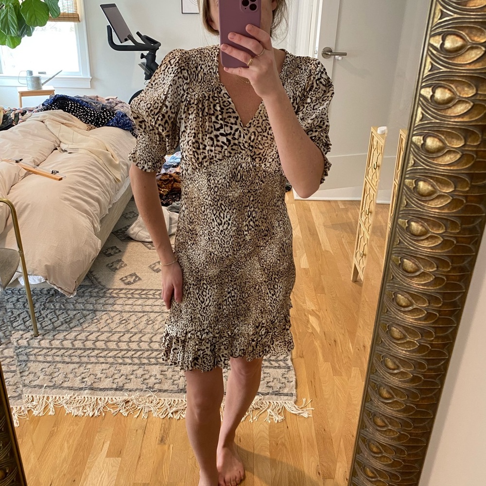 Faithful the Brand cheetah smocked mini dress